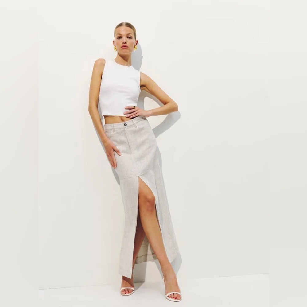 Reformation Tazz Maxi Linen Skirt - Beige
